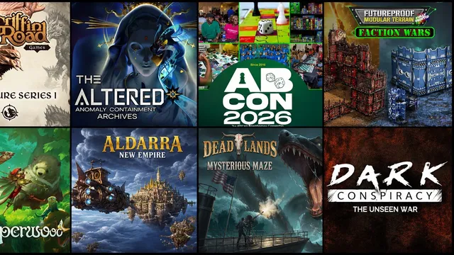 AB CON 2026, Futureproof Modular Terrain Faction Wars, Dead Lands Mysterious Maze, Dark Conspiracy The Unseen War