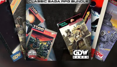 Twilight: 2000, 2300AD Classic Saga RPG Bundle, GDW Games book covers.