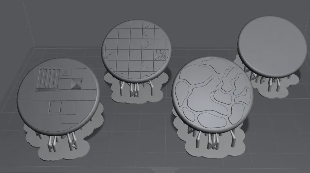 30mm Round Bases for 3D print, in render. 