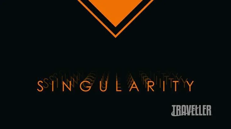 Orange diamond-shaped logo centered against a black background. The diamond has a thick black border and contains a stylized, abstract letter "S" formed by two overlapping angular shapes. Below the diamond, the word "SINGULARITY" is written in all capital letters, using a sans-serif font with a metallic gold color. The text has a slight glow effect.