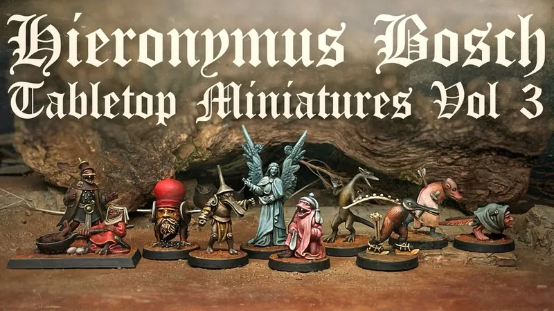 Fantasy miniatures with text "Anonymous Boss Shop Miniatures Vol"