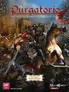 A dynamic cover for "Purgatorio: Battles of the Guelphs and Ghibellines 1176-1325" features a chaotic medieval battle scene with armored knights engaged in combat, some on horseback and others on foot. In the background, a fortified castle and cityscape are visible, adding to the historical context. The title is prominently displayed at the top, with the subtitle and designer's name below, all set against a dramatic, dark color palette that enhances the intensity of the scene.