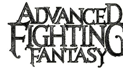 The logo for "Advanced Fighting Fantasy" features bold, stylized lettering in a dark, textured design. The letters are intricately shaped, with some elements appearing jagged or worn, evoking a sense of adventure and fantasy. The overall aesthetic suggests a classic tabletop role-playing game, inviting players to explore its rich narratives and challenges.