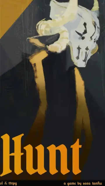 Silhouetted figure in dark cloak and hooded mask, holding a glowing, skeletal hand. Dark, gothic text reads: "By Night We Hunt." Subtext: "soul & sorcery & soul ttrpg."