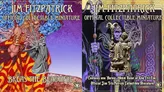 A detailed 28mm scale miniature of Balor of the Evil Eye is prominently displayed in the center, showcasing intricate sculpting by Steve Salah. The background features vibrant, Celtic-inspired artwork with swirling patterns and rich colors, enhancing the mythical theme. Text at the top reads "JIM FITZPATRICK OFFICIAL COLLECTIBLE MINIATURE," while a banner at the bottom notes that it contains one "Heroic 28mm Balor of the Evil Eye."