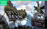 "Wyvern Moor Dungeon Crawl Card Game" book cover and floating island landscape.