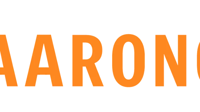 Bold orange text spelling "AARON" against a black background. This design likely represents the branding for the board game convention organized by Aaron, highlighting the event's name prominently. The simplicity of the text emphasizes the focus on the convention itself.