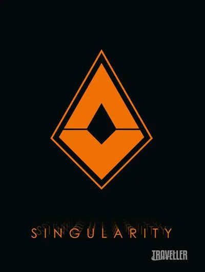 Orange diamond-shaped logo centered against a black background. The diamond has a thick black border and contains a stylized, abstract letter "S" formed by two overlapping angular shapes. Below the diamond, the word "SINGULARITY" is written in all capital letters, using a sans-serif font with a metallic gold color. The text has a slight glow effect.
