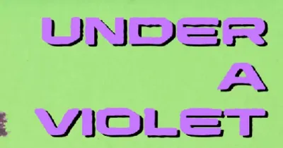 Cover art for A Violet Sun, an RPG adventure. Green background with purple text reading "A VIOLET SUN" at top, "an adventure for 5th-level characters" below, and "by: ryan shaw" at right. Purple stylized tree and rock illustration at bottom left.