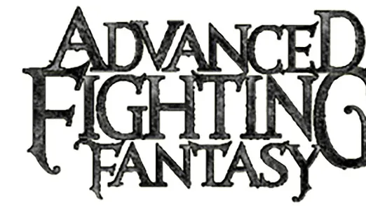 The logo for "Advanced Fighting Fantasy" features bold, stylized lettering in a dark, textured design. The letters are intricately shaped, with some elements appearing jagged or worn, evoking a sense of adventure and fantasy. The overall aesthetic suggests a classic tabletop role-playing game, inviting players to explore its rich narratives and challenges.