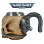 Skull mug with metal hose handle, "WARHAMMER 40,000" logo above.