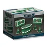 A box labeled "Gothic Sector" from Gales Force Nine's Battlefield in a Box range, featuring a collection of Eldar scatter terrain pieces. The box displays six fully painted terrain items, characterized by graceful, fluid designs in a vibrant green color with white and red details. The terrain pieces include various shapes, such as curved structures and smaller elements, all designed to complement the Eldar aesthetic.