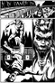 A horned demonic figure looms over a person in a hoodie, with a close-up of its snarling face.