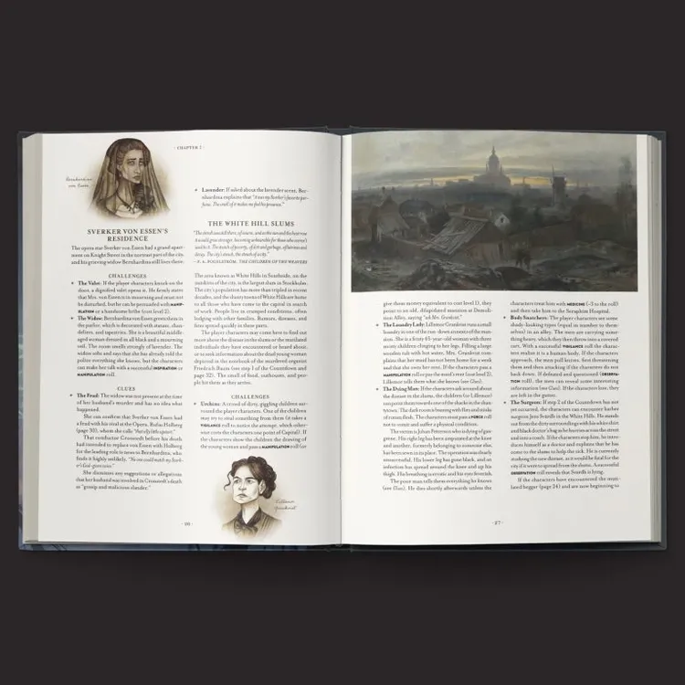 An open book displays two pages from the 