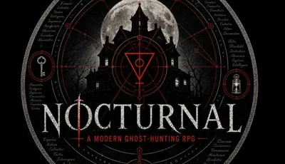 Nocturnal: A Modern Ghost-Hunting RPG, haunted house, full moon, occult symbols.