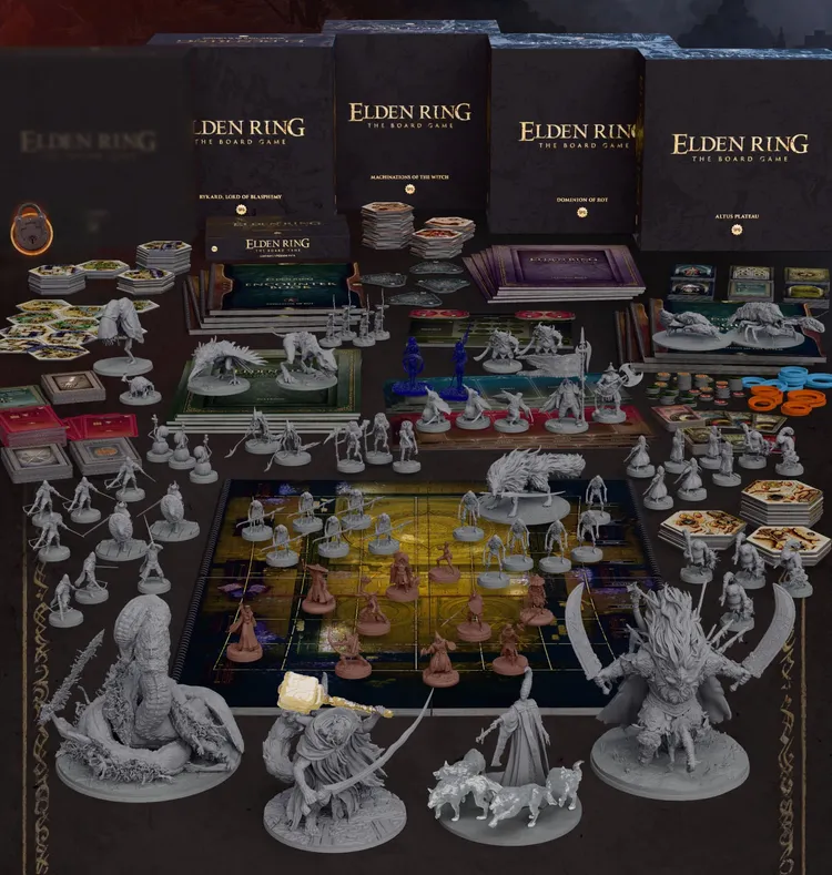 A detailed tabletop gaming scene showcases the 
