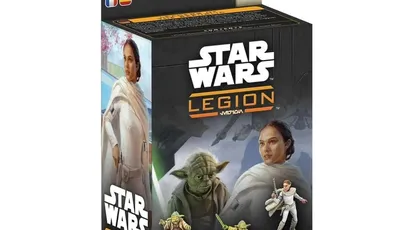 Star Wars Legion Leaders of the Republic box with Yoda, Padme, and miniatures.