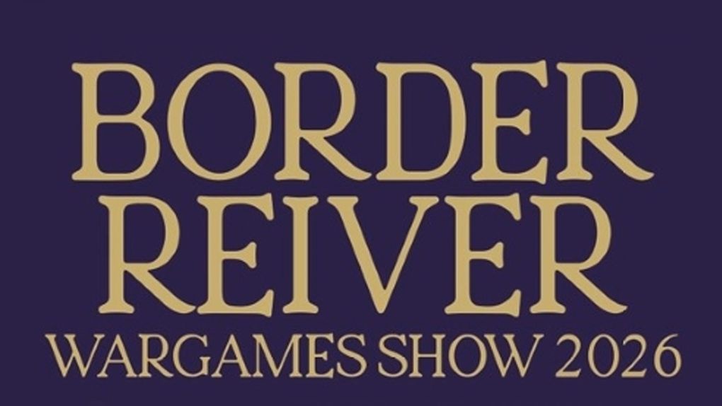 The text features the words "BORDER REIVER WARGAMES SHOW 2023" in large, bold, golden letters against a dark purple background. The design emphasizes the event's name, making it prominent and eye-catching. The overall aesthetic conveys a sense of importance and excitement for the wargaming community.