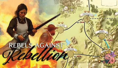 Map with locations Chitwood's, Slaven Mill, Huntsville, and text "Rebels Against Rebellion"