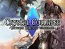 A dynamic illustration features a large blue crystal at the center, surrounded by various anime-style heroes and a menacing dragon. The heroes, dressed in intricate armor and clothing, display a range of expressions and poses, suggesting action and strategy. The background includes a castle and a dramatic sky, enhancing the fantasy theme of the tactical tabletop wargame "Crystal Collapse."