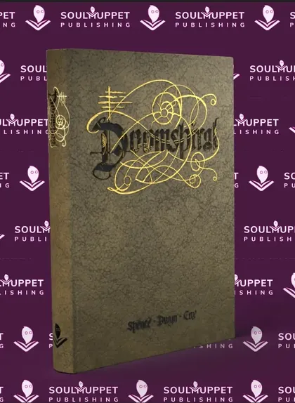 Doomspiral book cover with ornate gold text on a textured background.