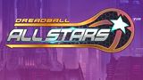 The image features the logo for "Dreadball All Stars," prominently displayed against a futuristic cityscape with tall, sleek buildings and a purple sky. The logo includes the words "DREADBALL" in bold yellow and "ALL STARS" in silver, with a stylized star and a dynamic design element suggesting movement. The Mantic logo is positioned at the bottom, indicating the publisher's branding.