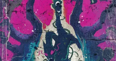 Dark Places & Demogorgons text over colorful graffiti and a shadowy figure.