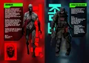 Two stylized characters in a dark, futuristic setting. Left: a muscular, skeletal figure with glowing red eyes and exposed veins, holding a weapon. Right: a soldier in heavy armor and tactical gear, holding a rifle, with a helmet featuring a visor.