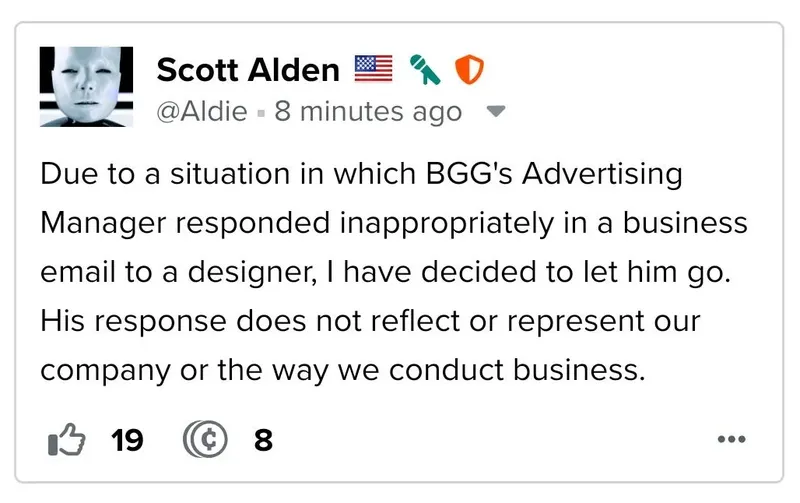 Scott Alden, the CEO of BoardGameGeek, has announced the dismissal of the Advertising Manager following an inappropriate response to a game designer regarding an advertisement submission. The controversy arose when Falling Whale Games submitted an ad for their game "Possess Me, Satan," which was met with a refusal based on the game's themes, leading to backlash from the gaming community. Alden emphasized that the manager's response did not align with the company's values or business practices.