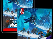 Two book covers for Dungeons & Dragons: World of Warcraft Gameplay Expansion. Left cover shows characters in snowy battle; right cover depicts icy dragon and warriors. Text reads: "Dungeons & Dragons World of Warcraft Gameplay Expansion" with Wizards of the Coast logo.