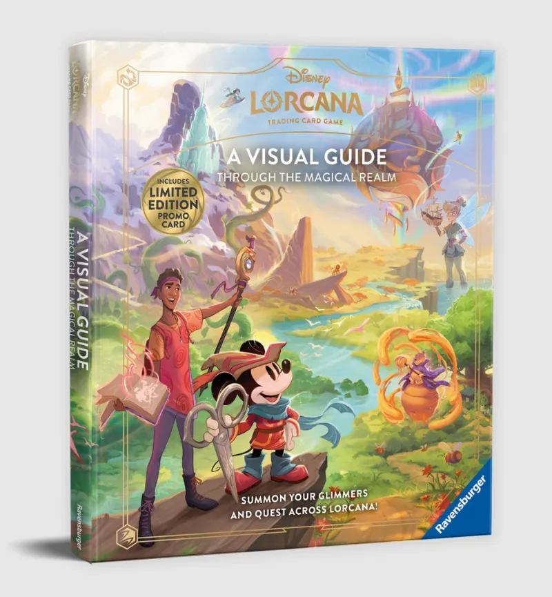 Disney Lorcana Trading Card Game: A Visual Guide Through the Magical Realm book cover.