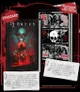 A book titled "13 Omens" with a glowing skull on the cover. Beside it, a Kickstarter exclusive pamphlet showing three horror-themed game covers with text: "KICKSTARTER EXCLUSIVE VIDEO BEASTIES", "13 OMENS", "HORROR HANDBOOK", and "WORMWOOD".