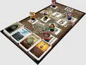 A game board with a fantasy map featuring numbered spaces from 1 to 10. Several illustrated character cards with portraits are placed on the board. In the foreground, there are stacks of game cards, including one labeled "MUNCHKIN" with the Critical Role logo, another labeled "VORUGAL," and a third labeled "POTION OF DRAGON FIRE" with an illustration of a red potion and flames. The text "A Critical Role Game" is visible on the board.