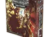A box for the "Dungeons & Dragons Onslaught: Tomb of Horrors - Maps & Monsters Expansion" features dramatic artwork depicting a menacing demilich and various monstrous figures. The box is predominantly dark with splashes of color, showcasing intricate details of the characters and elements from the dungeon. The title "ONSLAUGHT" is prominently displayed at the top, along with the subtitle and branding for Wizkids.