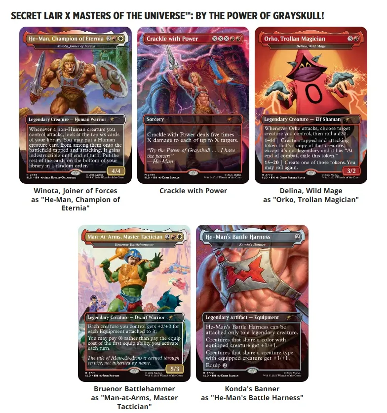 He-Man, Champion of Eternia card with a warrior holding a sword and shield.