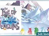 A snowy, icy landscape with jagged ice formations and mountains in the background. In the foreground, four colorful animal figures stand on the ice: a yellow penguin, a red fox, a green dinosaur, and a small yellow bird. The text "THE ISLE OF PENGUINS" is prominently displayed in large, blocky letters made of stone, with penguins and other small animals perched on them. In the bottom right corner, the word "Just" is partially visible in white text on a green background.