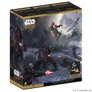 A box for the "Mandalorian Army Box Special Edition" from Star Wars: Legion features dynamic artwork of several Mandalorian warriors in action, equipped with blasters and striking poses amidst a dramatic, snowy landscape. The box prominently displays the title and includes a small image of a Grogu miniature in the corner. The design emphasizes the special edition status, with text indicating it is available in multiple languages.