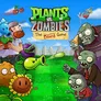 A colorful illustration features a whimsical garden scene from the Plants vs. Zombies franchise. In the foreground, a smiling sunflower and a wall-nut are positioned alongside a peashooter, while a character with a beard holds a plant. On the right, several cartoonish zombies, each with distinct features and expressions, approach menacingly. The title "Plants vs. Zombies: The Board Game" is prominently displayed at the top, set against a bright blue sky and green grass backdrop.