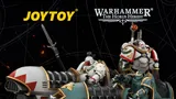 Two jetbikes with armored riders, "JOYTOY" and "Warhammer The Horus Heresy" text, "NEW JOYTOY PREORDERS WHITE SCARS & SONS OF HORUS ARRIVE"