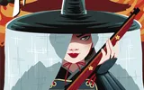 Woman in samurai armor and large hat holding a rifle, text "Thousand Arrows" above.