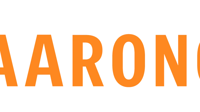 Bold orange text spelling "AARON" against a black background. This design likely represents the branding for the board game convention organized by Aaron, highlighting the event's name prominently. The simplicity of the text emphasizes the focus on the convention itself.