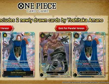 Three One Piece Card Game cards: Saint Shamrock, Loki, Gold Foil Parallel Version.