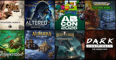 AB CON 2026, Futureproof Modular Terrain Faction Wars, Dead Lands Mysterious Maze, Dark Conspiracy The Unseen War