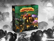 Space King board game box with futuristic battle scene and glowing title text