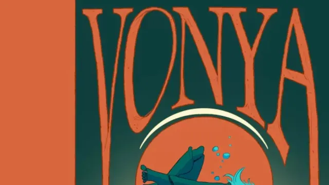 A seated figure in a long coat and hat, holding a glowing orb with a small creature inside. Above, a circular window shows a blue whale and smaller aquatic creatures in a red-orange underwater scene. Text reads "by Henry Harris" in small font near the top center.