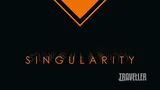 Orange diamond-shaped logo centered against a black background. The diamond has a thick black border and contains a stylized, abstract letter "S" formed by two overlapping angular shapes. Below the diamond, the word "SINGULARITY" is written in all capital letters, using a sans-serif font with a metallic gold color. The text has a slight glow effect.