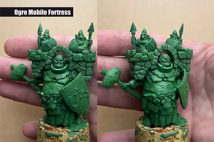 A detailed green sculpt of an 