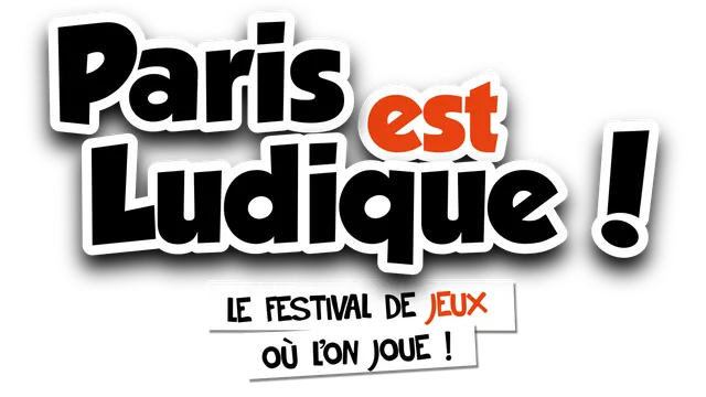 A bold and colorful graphic features the text "Paris est Ludique!" prominently at the top, with playful typography. Below, a white banner reads "le festival de jeux où l'on joue!" against a black background, emphasizing the festival's focus on games. The dates "27-28 juin 20" are displayed at the bottom, indicating the event's schedule.