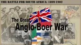 The Great Anglo-Boer War, Union Jack flag, historical photos, map of Africa.