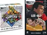 The image features two game boxes side by side. On the left, the "Unmatched Adventures - Teenage Mutant Ninja Turtles" box showcases vibrant artwork of the four Ninja Turtles, with Raphael prominently displayed, along with the title and details about the game. On the right, the "Unmatched: Bruce Lee vs Muhammad Ali" box features striking illustrations of Bruce Lee and Muhammad Ali, highlighting their iconic poses, with the title prominently displayed at the top. Both boxes reflect the dynamic and competitive nature of the Unmatched game series.